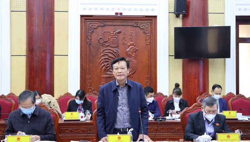 Thứ trưởng Bộ Nội vụ Nguyễn Duy Thăng phát biểu tại buổi làm việc.
