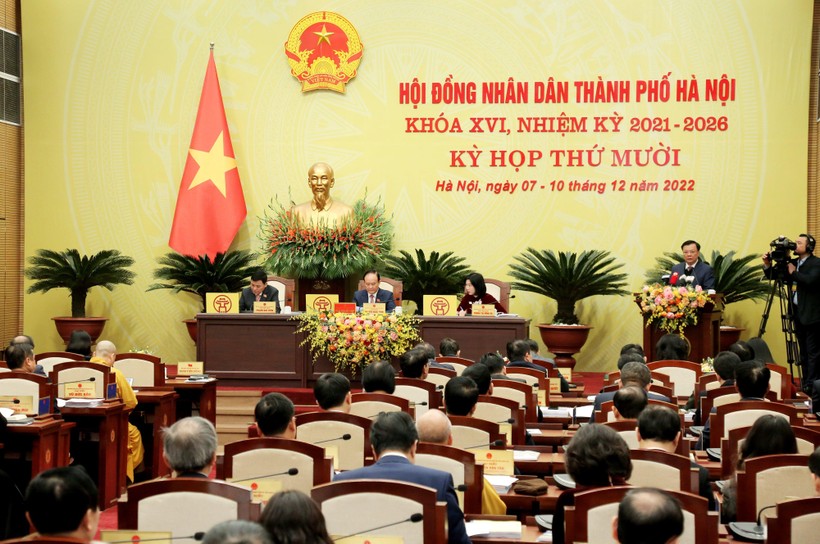 Quang cảnh phiên khai mạc kỳ họp thứ mười, HĐND thành phố Hà Nội khóa XVI.