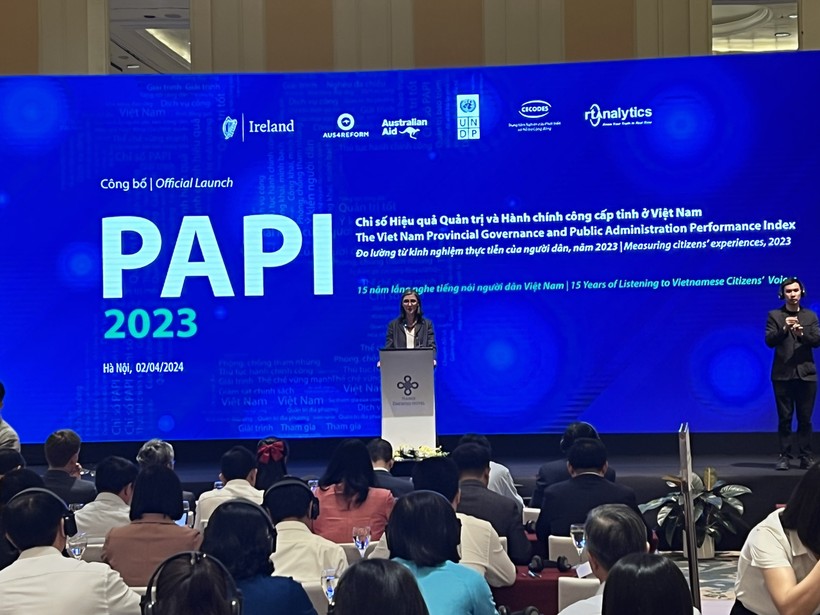 Bà Ramla Khadili, Trưởng đại diện UNDP tại Việt Nam phát biểu tại sự kiện (Ảnh: Anh Tuấn).