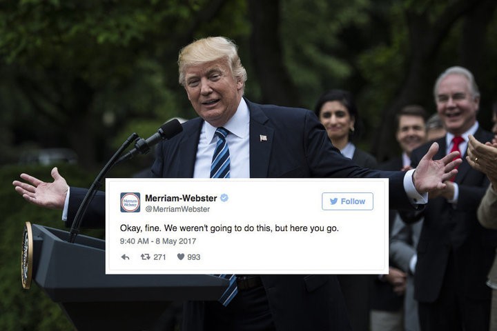 Từ điển Merriam-Webster nhiều lần nhắc lỗi chính tả cho ông Trump (Nguồn: Getty Images)