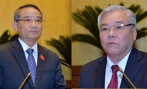 Quốc hội sẽ miễn nhiệm Bộ trưởng Giao thông Vận tải với ông Trương Quang Nghĩa (trái) và Tổng thanh tra Chính phủ với ông Phan Văn Sáu. Ảnh: QH