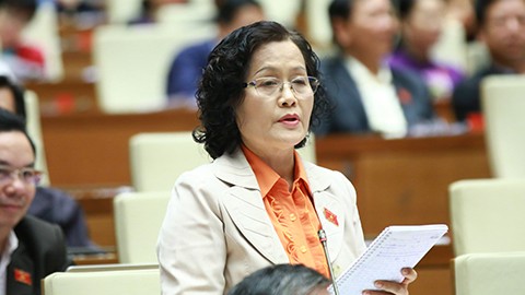 Đại biểu Trần Thị Quốc Khánh phát biểu tại hội trường Quốc hội.