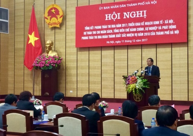 Giám đốc Sở Nội vụ Hà Nội Trần Huy Sáng phát biểu tại Hội nghị. Ảnh: Thùy Linh