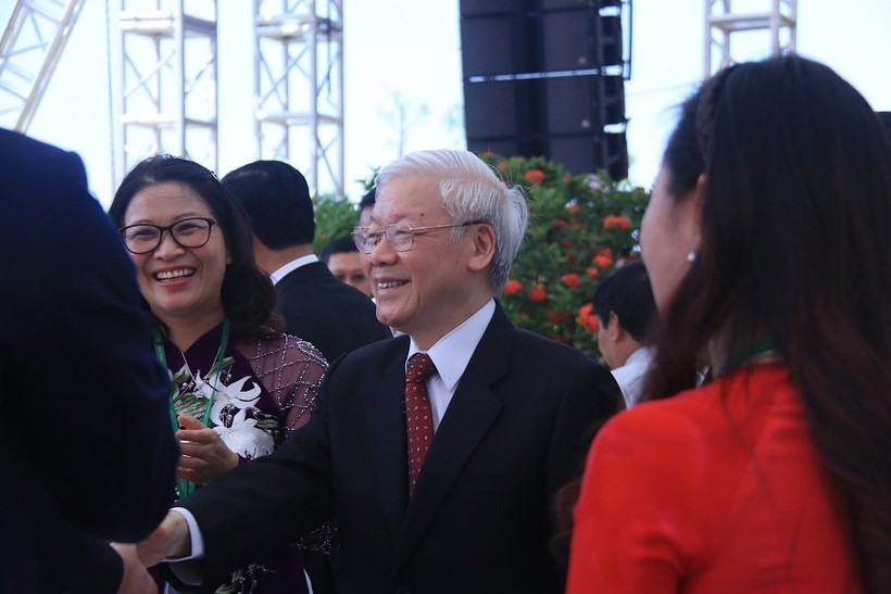 Tổng bí thư Nguyễn Phú Trọng dự khai giảng ở Học viện Nông nghiệp Việt Nam. Ảnh: Thanh Hùng