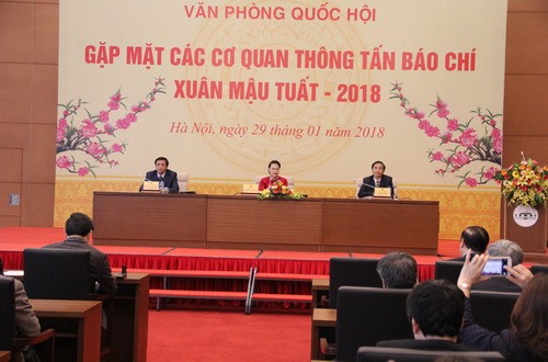 Chủ tịch Quốc hội Nguyễn Thị Kim Ngân chủ trì cuộc gặp mặt các cơ quan thông tấn báo chí nhân dịp Xuân Mậu Tuất 2018.