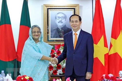 Chủ tịch Nước Trần Đại Quang hội đàm với Thủ tướng Bangladesh Sheikh Hasina. Ảnh: TTXVN.
