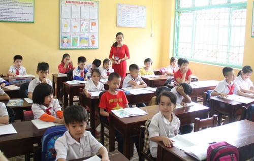 Tại tỉnh Thái Nguyên, đội ngũ giáo viên lớp 1 cơ bản đã ổn định và sẵn sàng đón nhận Chương trình, sách giáo khoa mới. Ảnh: Một lớp học của Trường tiểu học số 2 Vân Hán (Đồng Hỷ)