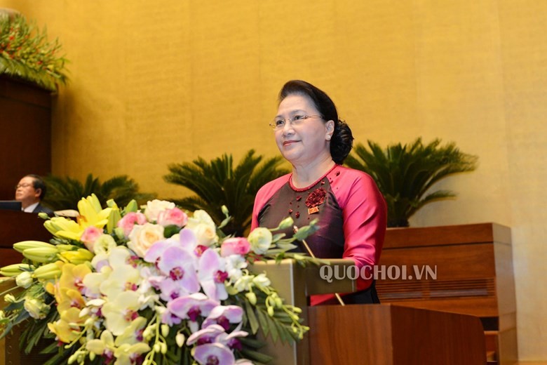 Chủ tịch Quốc hội Nguyễn Thị Kim Ngân phát biểu khai mạc Kỳ họp thứ 8 Quốc hội khóa XIV.