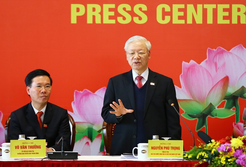 Tổng Bí thư, Chủ tịch nước Nguyễn Phú Trọng phát biểu tại buổi họp báo - sáng 1/2.