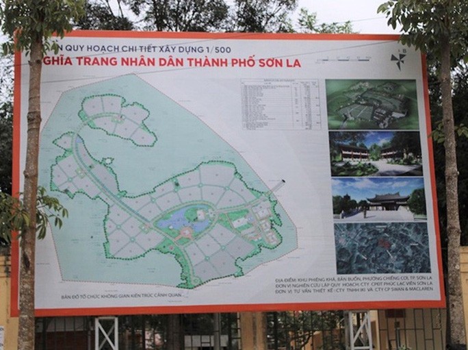 Bản đồ quy hoạch dự án nghĩa trang nhân dân TP Sơn La. Ảnh minh họa/internet
