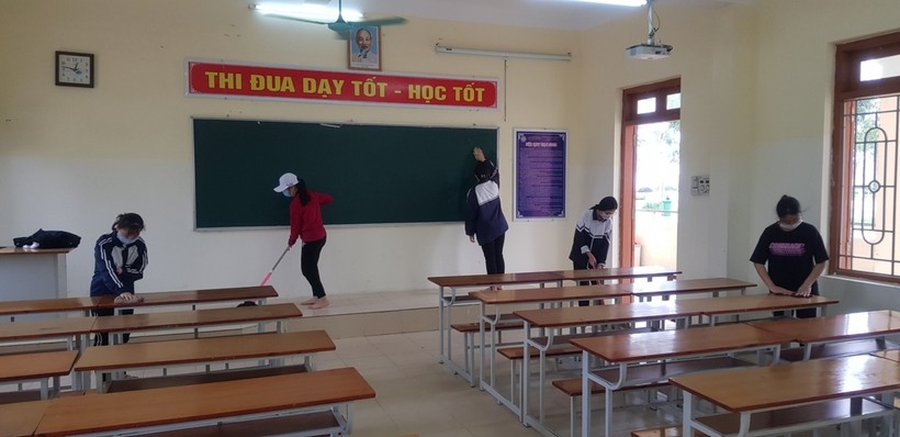 Các trường học của tỉnh Hải Dương vệ sinh lớp học, phòng chống Covid-19