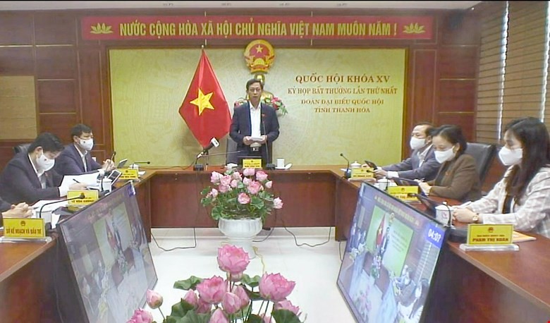 Đại biểu Mai Văn Hải - Đoàn ĐBQH tỉnh Thanh Hóa phát biểu thảo luận từ điểm cầu Thanh Hóa