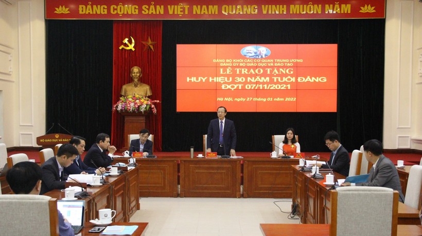 Đồng chí Phạm Ngọc Thưởng - Bí thư Đảng uỷ, Thứ trưởng Bộ GD&ĐT phát biểu chỉ đạo