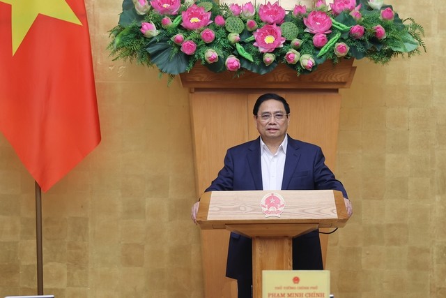 Thủ tướng Phạm Minh Chính phát biểu chỉ đạo tại Hội nghị trực tuyến giữa Chính phủ với 63 tỉnh, thành phố trực thuộc Trung ương.