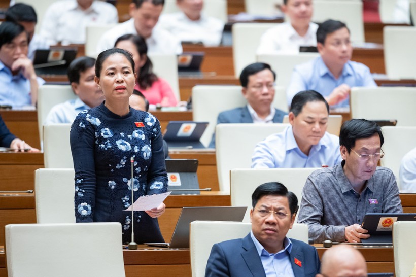 Đại biểu Nguyễn Thị Thu Dung tranh luận về vấn đề học phí.