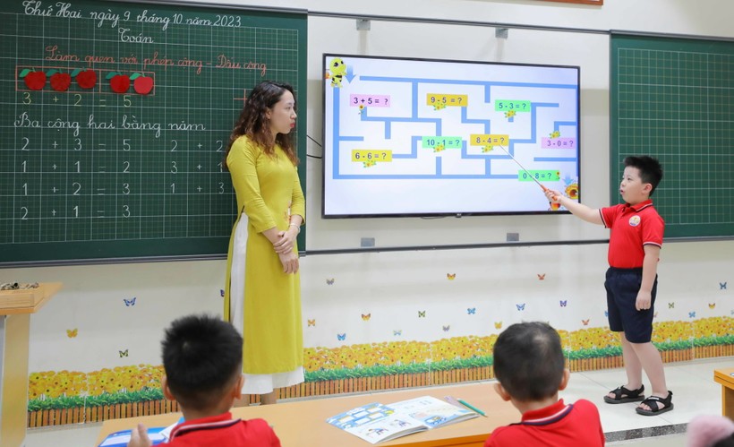 Một tiết học của Trường tiểu học Kim Đồng (quận Ba Đình, Hà Nội).
