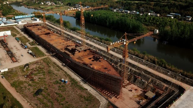 Bản sao khổng lồ của tàu Titanic hiện đang được xây dựng ở huyện Daying, tỉnh Tứ Xuyên, Trung Quốc