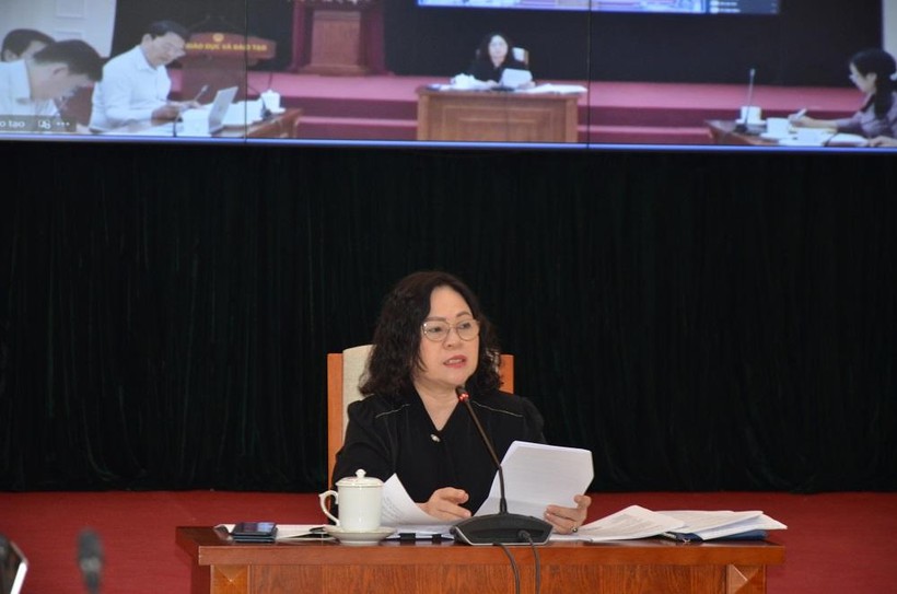 Thứ trưởng Bộ GD&ĐT Ngô Thị Minh phát biểu tại Hội thảo. Ảnh NC.