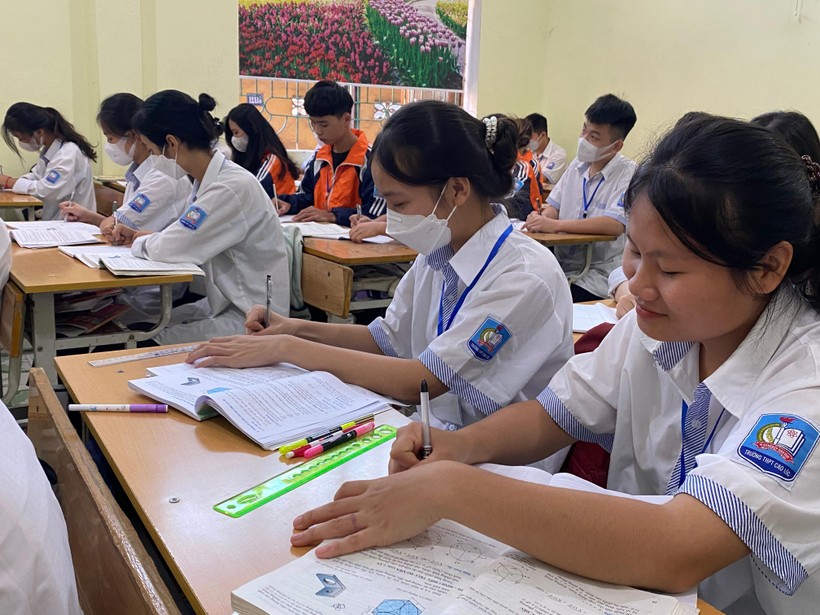 Một giờ học của học sinh Trường THPT Cao Lộc, huyện Cao Lộc, tỉnh Lạng Sơn. Ảnh Ngô Chuyên.