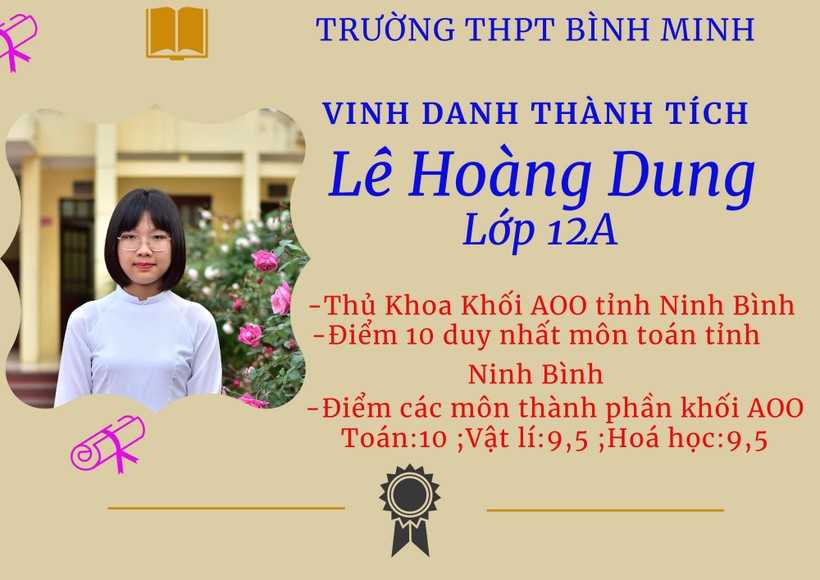 Lê Hoàng Dung, học sinh Trường THPT Bình Minh (Ninh Bình). Ảnh NT.