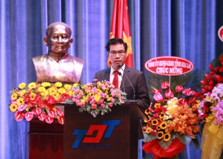 TS Trần Trọng Đạo phát biểu tại một sự kiện của TDTU.