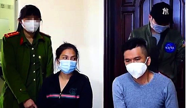 Nguyễn Thị Kim Anh và Hồ Minh Định bị bắt giữ. Ảnh: PĐ
