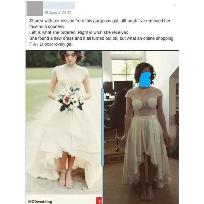 Đặt mua váy cưới tinh khôi trên mạng, cô dâu nhận được sản phẩm lạ lùng "không nói nên lời"