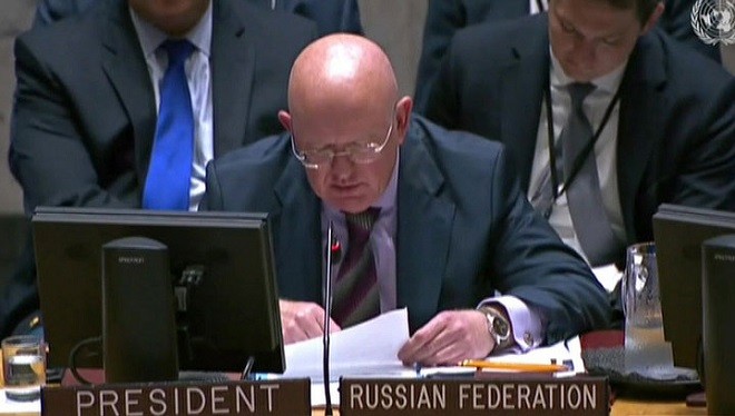 Ông Vasily Nebenzya, đại diện thường trực của Nga tại Liên Hợp Quốc.