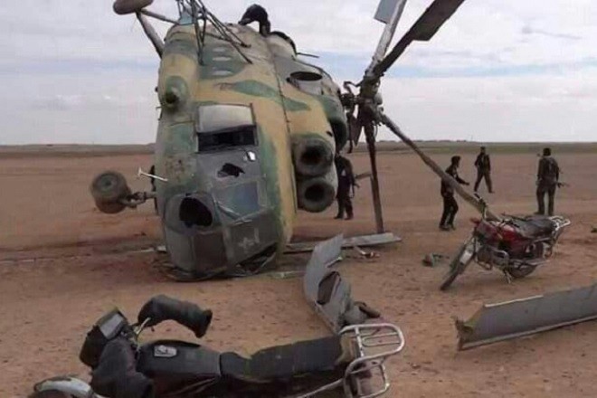 Cận cảnh chiếc trực thăng Mi-8 gặp nạn của Syria.