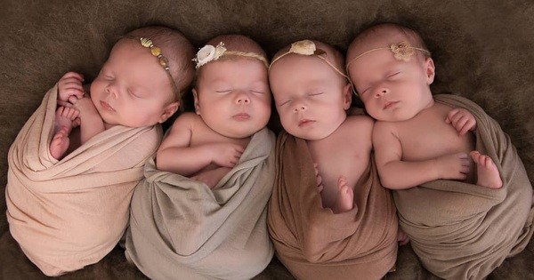 4 bé gái sinh tư giống hệt nhau hiếm có, chỉ 1/70 triệu ca trên thế giới