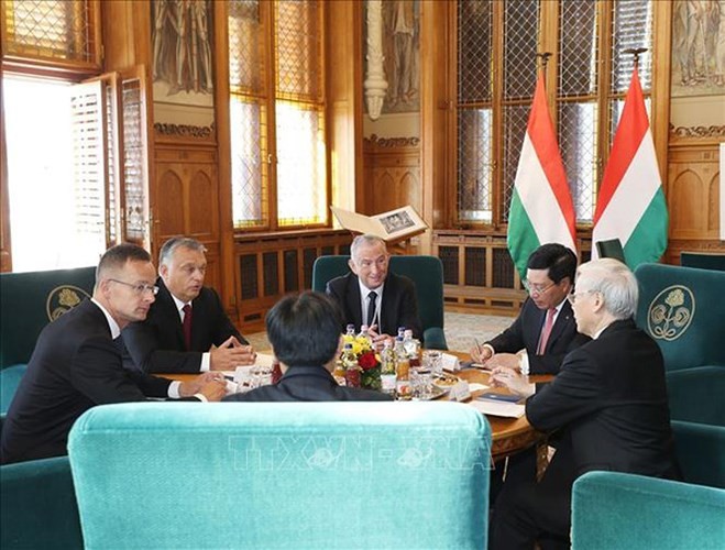 Tổng Bí thư Nguyễn Phú Trọng hội đàm riêng với Thủ tướng Hungary Viktor Orban. Ảnh: TTXVN