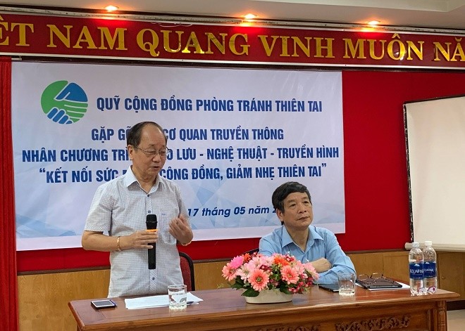 Ông Phan Diễn, Chủ tịch Quỹ Cộng đồng phòng tránh thiên tai phát biểu tại cuộc họp báo công bố Gala kỷ niệm 10 năm thành lập và đổi tên Quỹ sáng 17/5