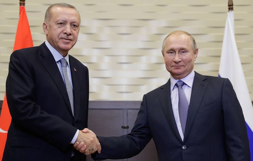Tổng thống Thổ  Nhĩ  Kỳ Recep Tayyip Erdogan và Tổng thống Nga V.Putin. Ảnh: TASS