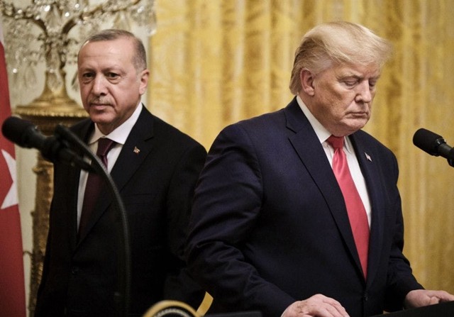 Tổng thống Donald Trump và Tổng thống Recep Tayyip Erdogan trong cuộc họp báo chung tại Nhà Trắng vào ngày 13/ 11/2019. Ảnh: New York Times