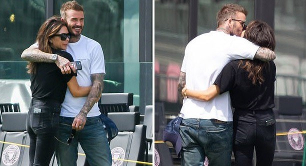 David Beckham đắm đuối ôm hôn vợ ngay trên sân cỏ