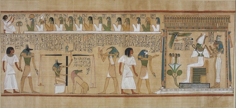 Một phần của “Sách về cõi chết” của người Ai Cập cổ đại, được viết trên giấy cói.