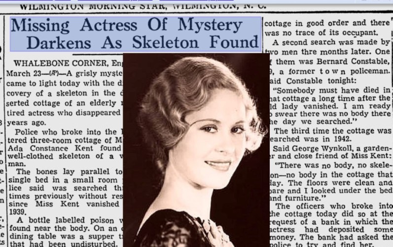 Ada Constance Kent và bài báo trên tờ Wilmington Morning Star ra ngày 24/3/1949  đăng về trường hợp bí ẩn của cô. 