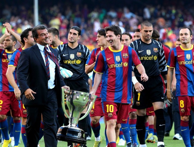 Laporta từng lên tột đỉnh vinh quang cùng Barca nhờ Messi trong giai đoạn đầu làm chủ tịch.