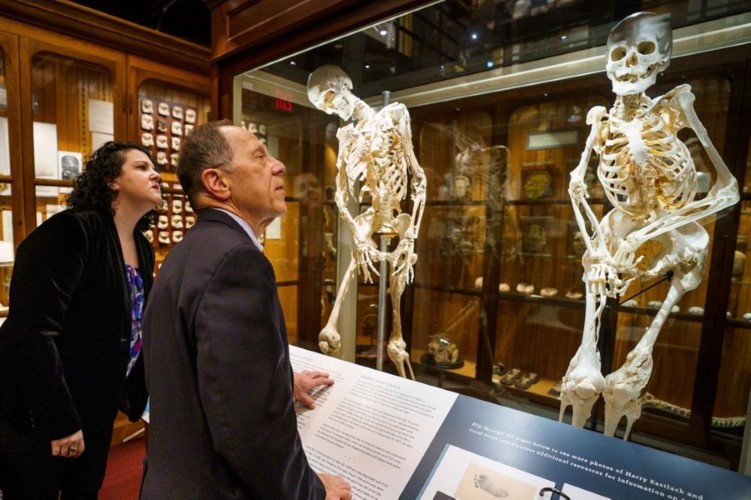 Du khách tham quan hai bộ xương đặc biệt tại Bảo tàng Mutter.