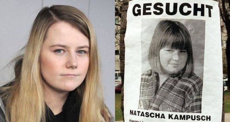 Natascha Kampusch lúc bị bắt cóc (phải) và trở về đời thường.