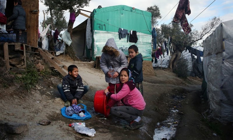 Những đứa trẻ sống trong trại tị nạn Kara Tepe ở Lesbos, Hy Lạp.