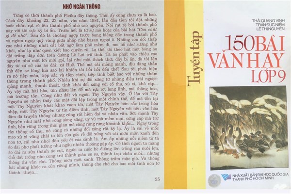 Bài sách “150 bài văn hay lớp 9” và tác phẩm của nhà thơ Văn Công Hùng. 