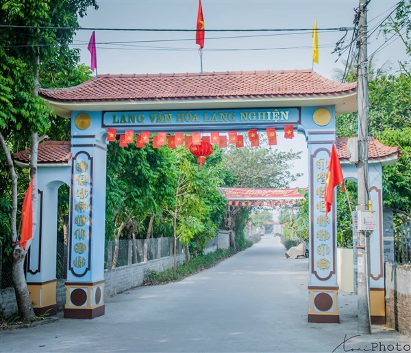 Cổng làng văn hóa làng Nghiện. Ảnh: INT.