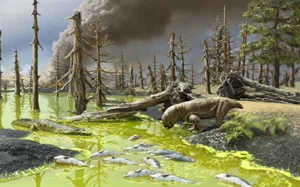 Minh họa sự kiện tuyệt chủng hàng loạt cuối kỷ Permi.