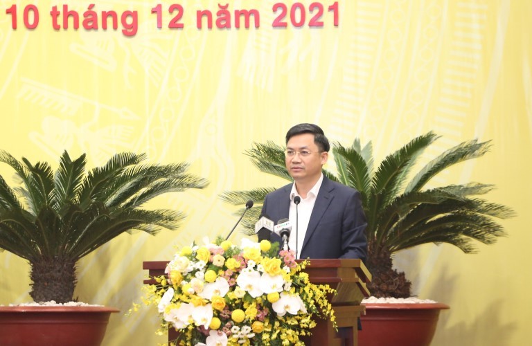 Phó Chủ tịch UBND TP Hà Nội Hà Minh Hải phát biểu.