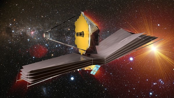 Hình mô phỏng kính thiên văn James Webb.