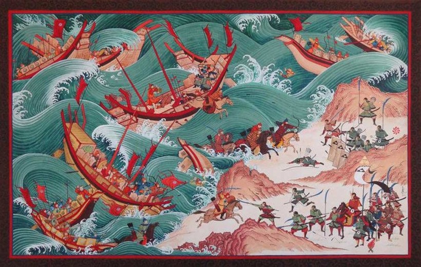 Quân Mông Cổ với lực lượng hùng hậu hai lần xâm lược Nhật Bản.