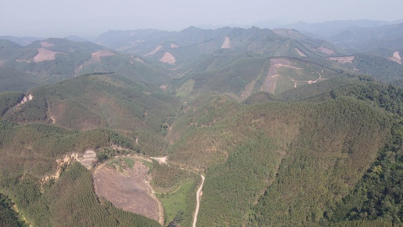 Khu vực triển khai dự án Khu công viên nghĩa trang sinh thái thuộc thôn Cai Vàng (xã Đông Hưng) nhìn từ trên cao.