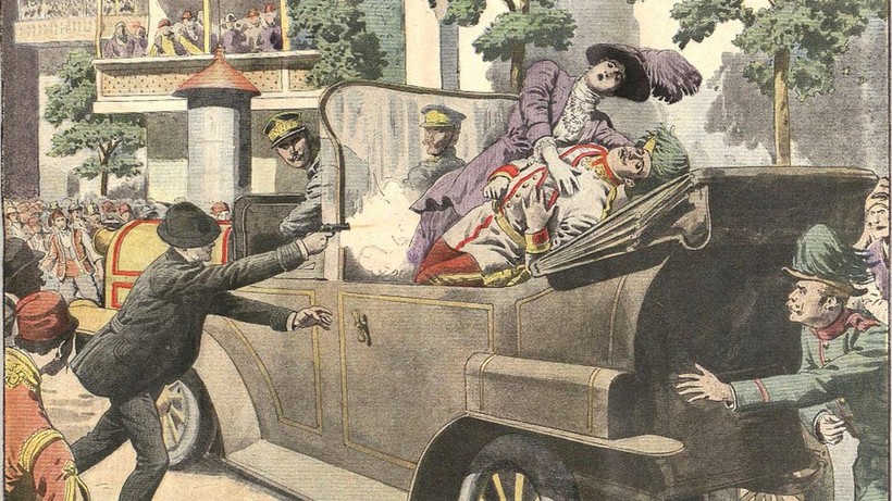 Bức tranh mô tả vụ ám sát Thái tử Ferdinand.