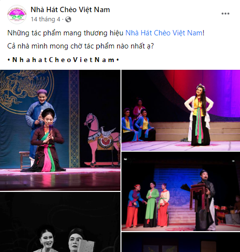 Nhà hát Chèo Việt Nam thực hiện quảng bá vở diễn trên fanpage.